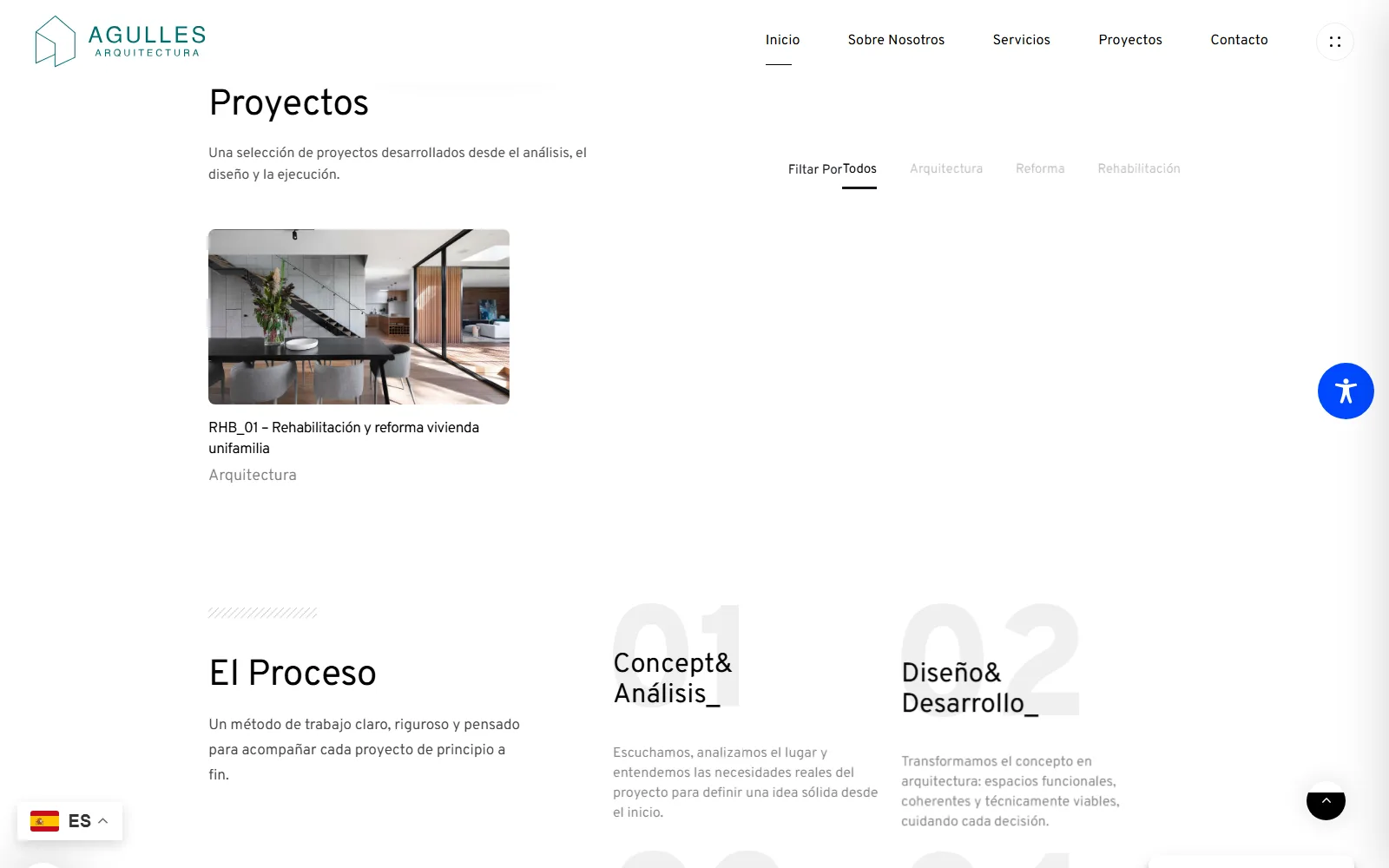 Agulles Arquitectura project gallery with filters