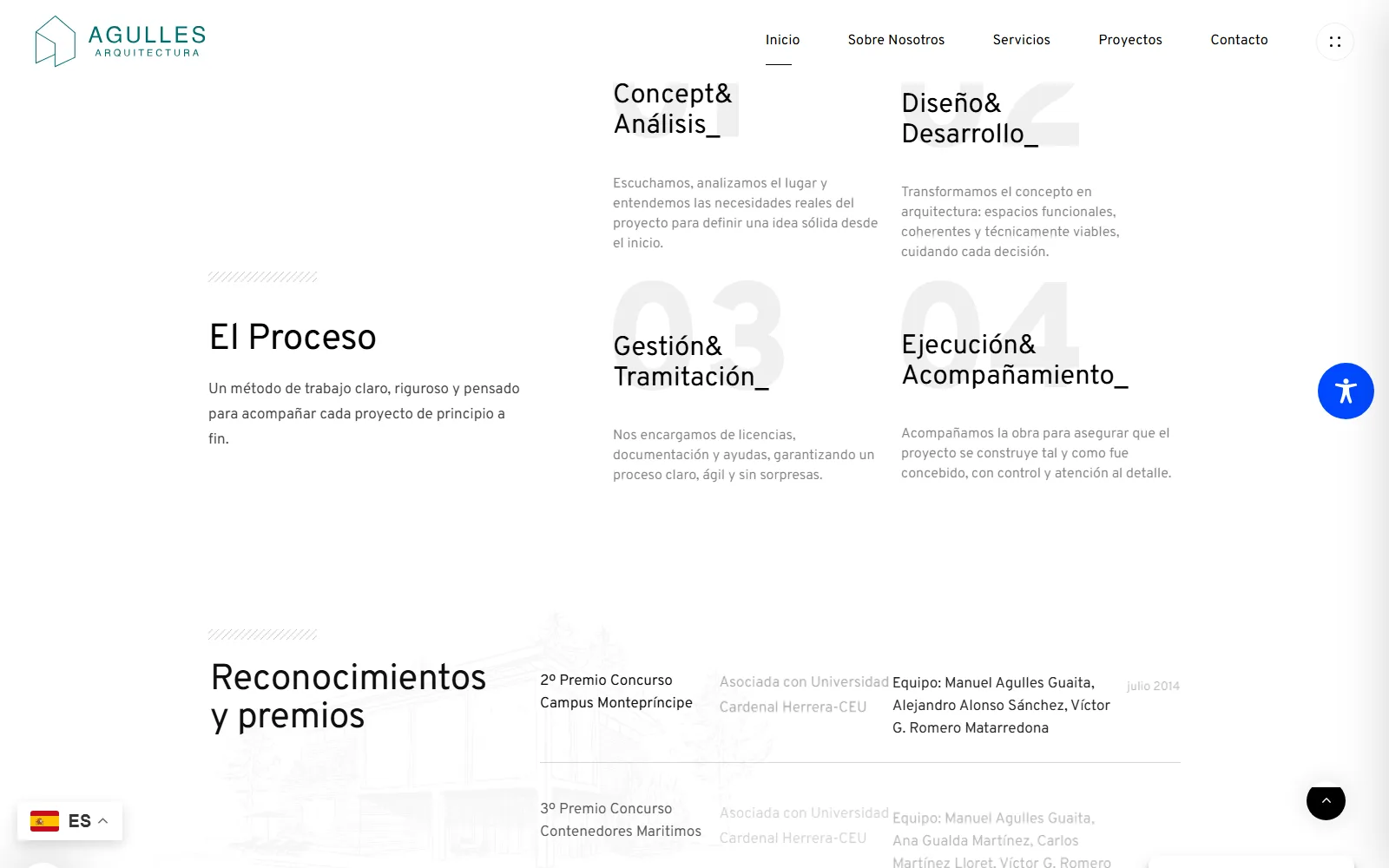 Agulles Arquitectura four-step process section